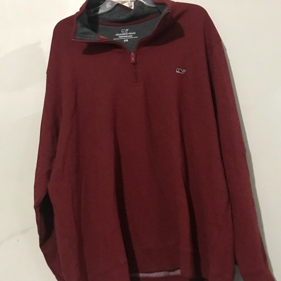 Vineyard Plus Size 2XB Red 1/4 Zip Sweater Men